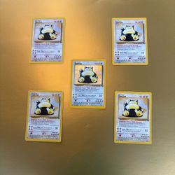 Vintage Pokemon Card Snorlax 27/64 Jungle Regular Lot 5x Including 1 Holo Rare