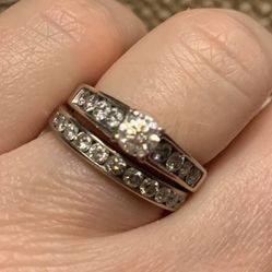 White Gold Engagement Ring Set 