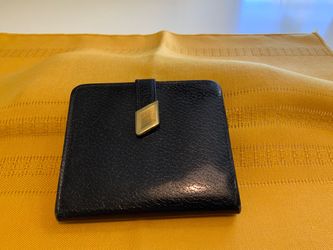 Vintage Tano of Spain Black Textured Leather Bifold Wallet Kiss-Clasp Coin Purse