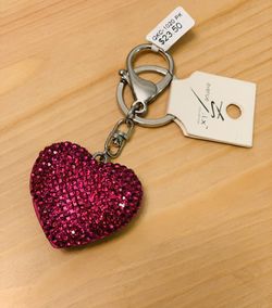 Pretty girly rhinestone heart keychain