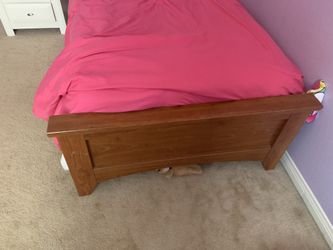 Living spaces wood twin bed frame mattress and box spring