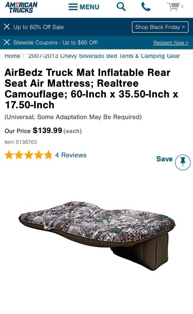 INFLATABLE TRUCK REAR SEAT AIR MATTRESS