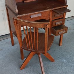 1940's Montgomery Ward's Child's Rolltop Desk And Chair