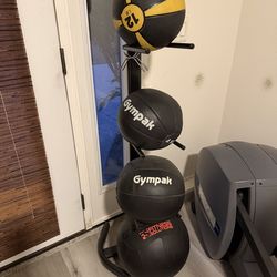 WORKOUT BALLS (different weights ) WITH BALL RACK