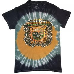 Sublime Men's Band Classic Sun Logo Graphic T-Shirt Black Tie Dye Size Small