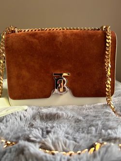 BURBERRY - rich terracotta suede bag