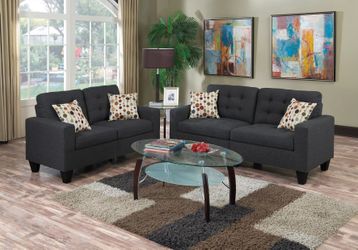 Sofa & Loveseat-Blue Grey