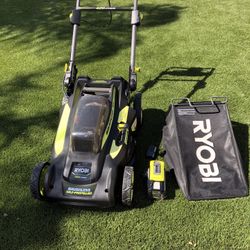 Ryobi 40v Brushless Lawnmower With Grass Bag, charger and 2 Batteries(6ah And 4ah) For $240