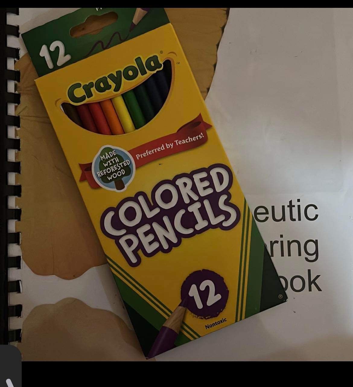 Therapeutic Coloring Book With Box Of Colored Pencils, Both New