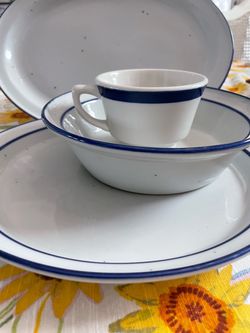 Vintage tableware - white & blue