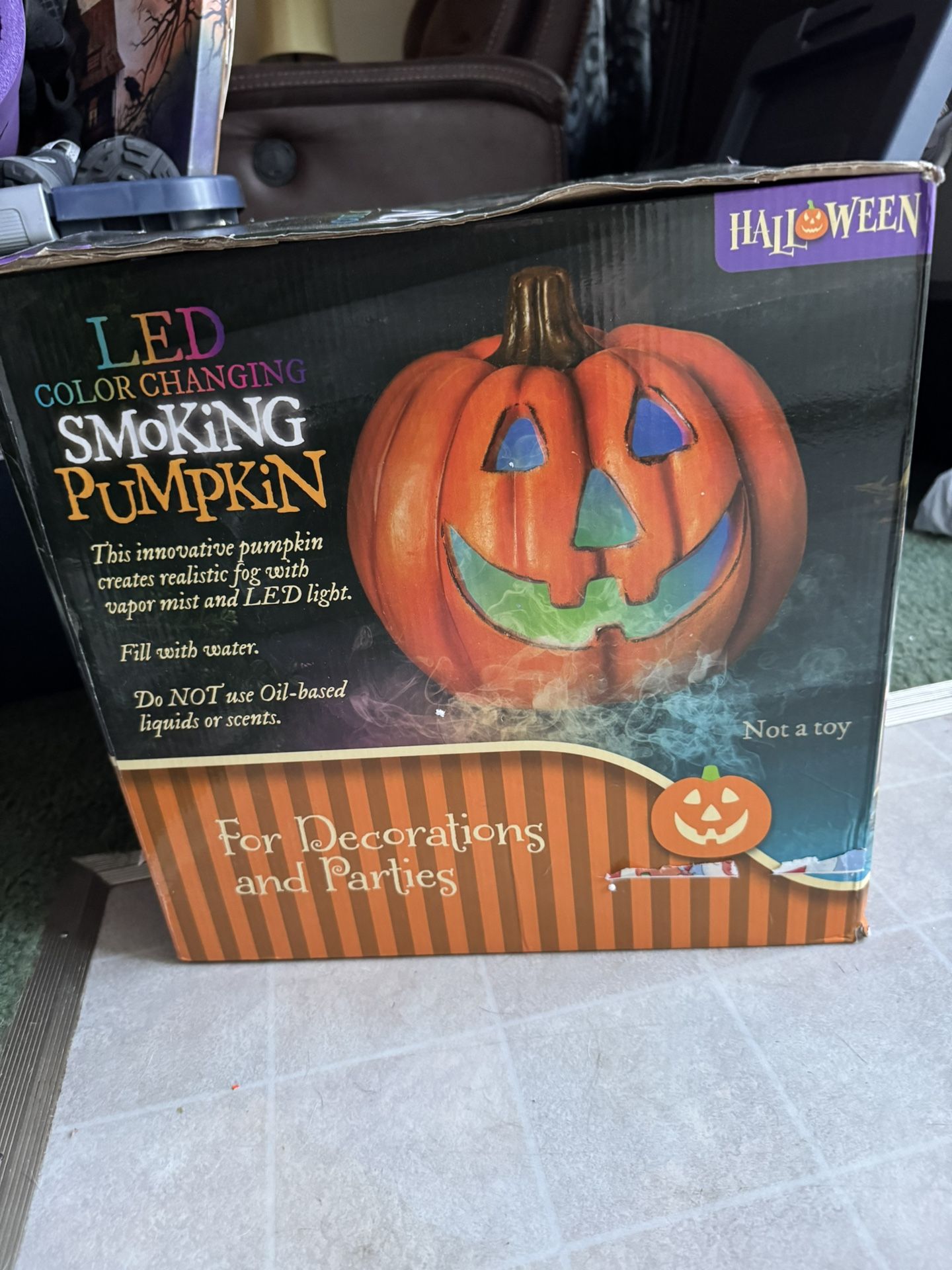 Rare LED color Changing Smoking Pumpkin