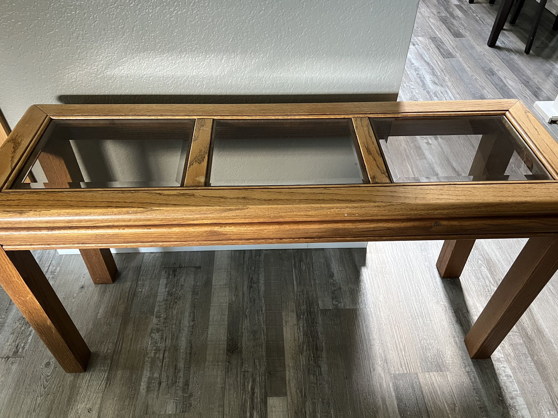 Sofa Table. Oak And Glass