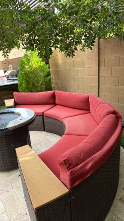 Out doors Half Moon wicker patio furniture outside