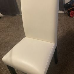 4 White Faux Leather Dining Chairs 