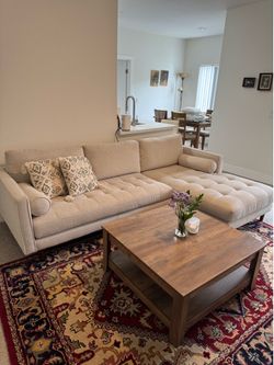 Like new Living Spaces Corner Sectional Sofa in Beige