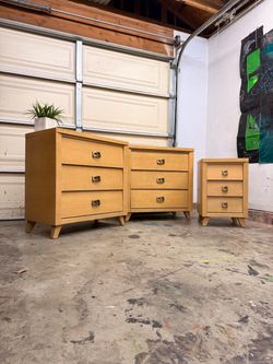Mid-Century Modern Dresser Set with Nightstand