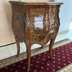 French Louis XVI Mahogany Commode With Bronze and Inlay Fruit Wood