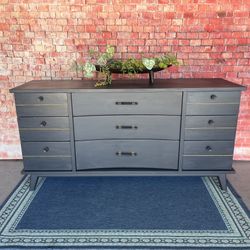 MCM Dresser Vintage Solid Wood Drawers Black 
