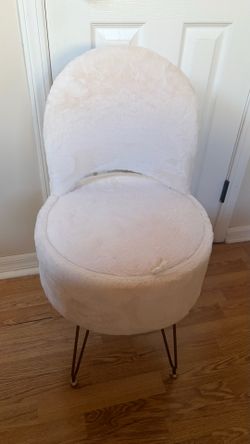 Cream/ivory plush vanity chair/stool