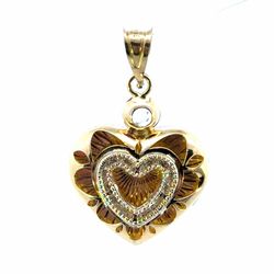 Woman’s Ladies 10k Yellow Gold 1” Inch Heart Charm Pendant for Necklace GP3136361
