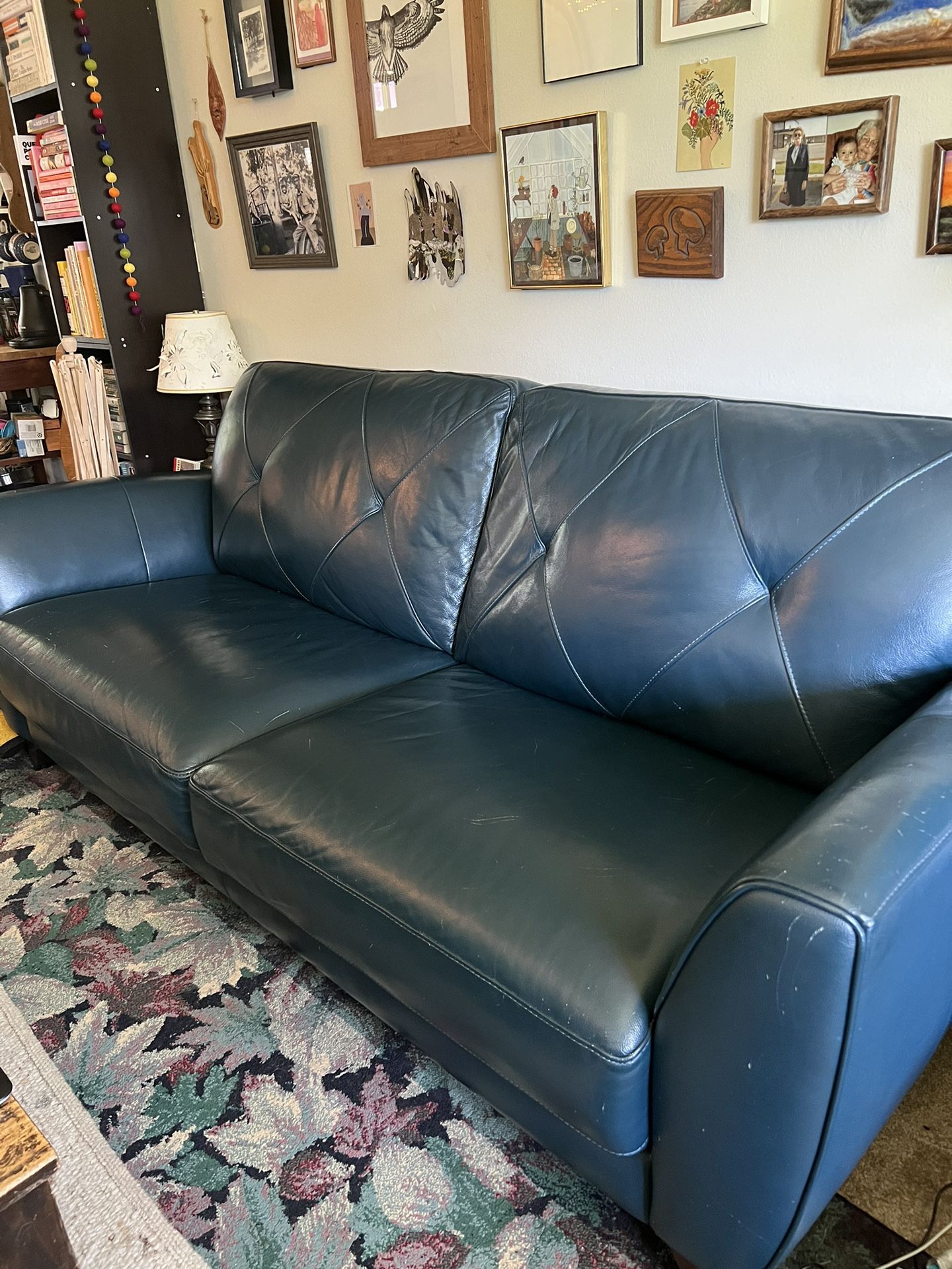 Blue Leather Couch