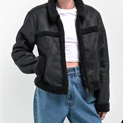 NWT NEW Women Size S Empyre Hendrix Black Shearling Jacket