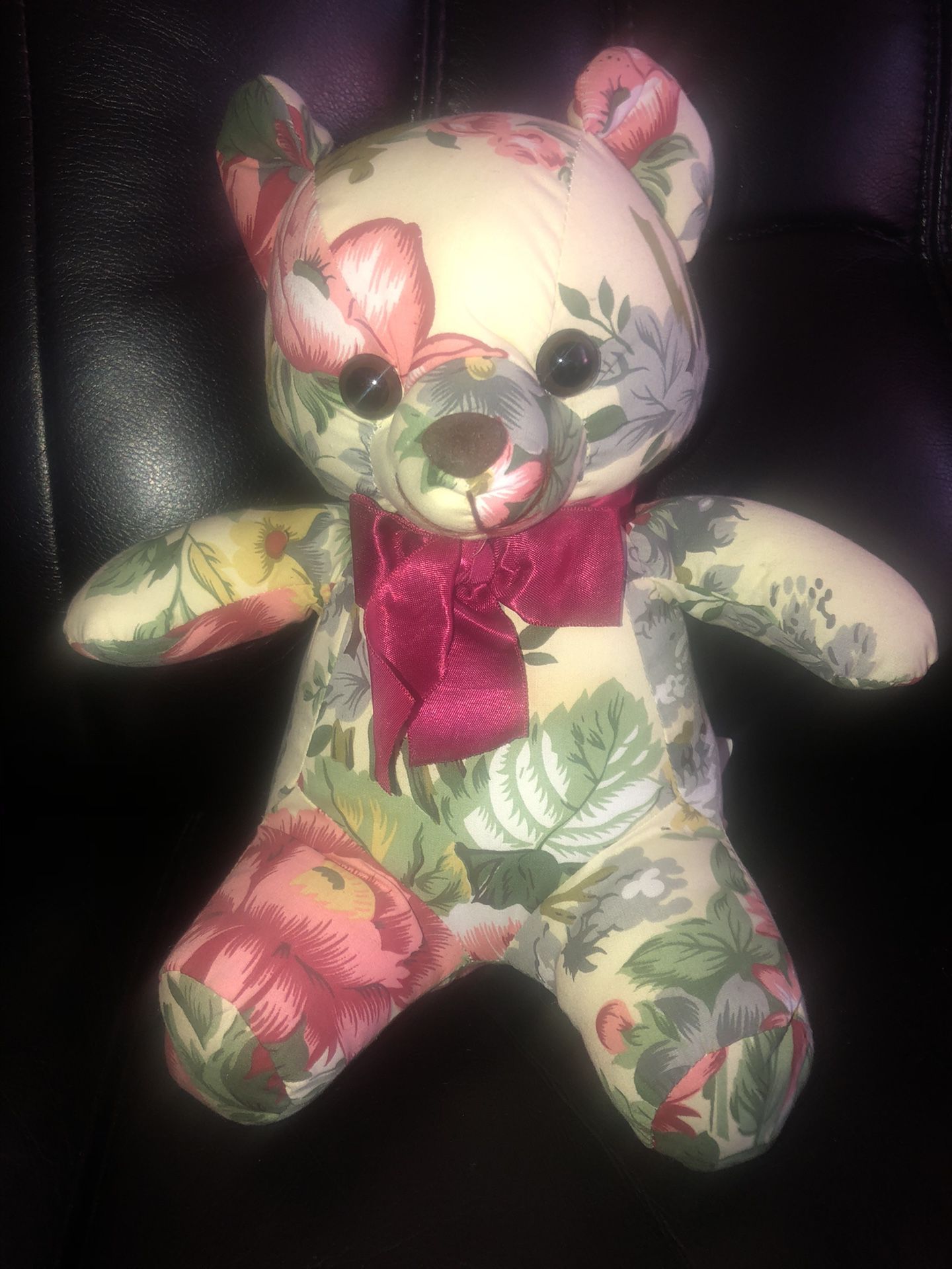 Vintage 1988 Floral Pattern Marquel Plush Bear 10”Rare Toy Stuffed Bear