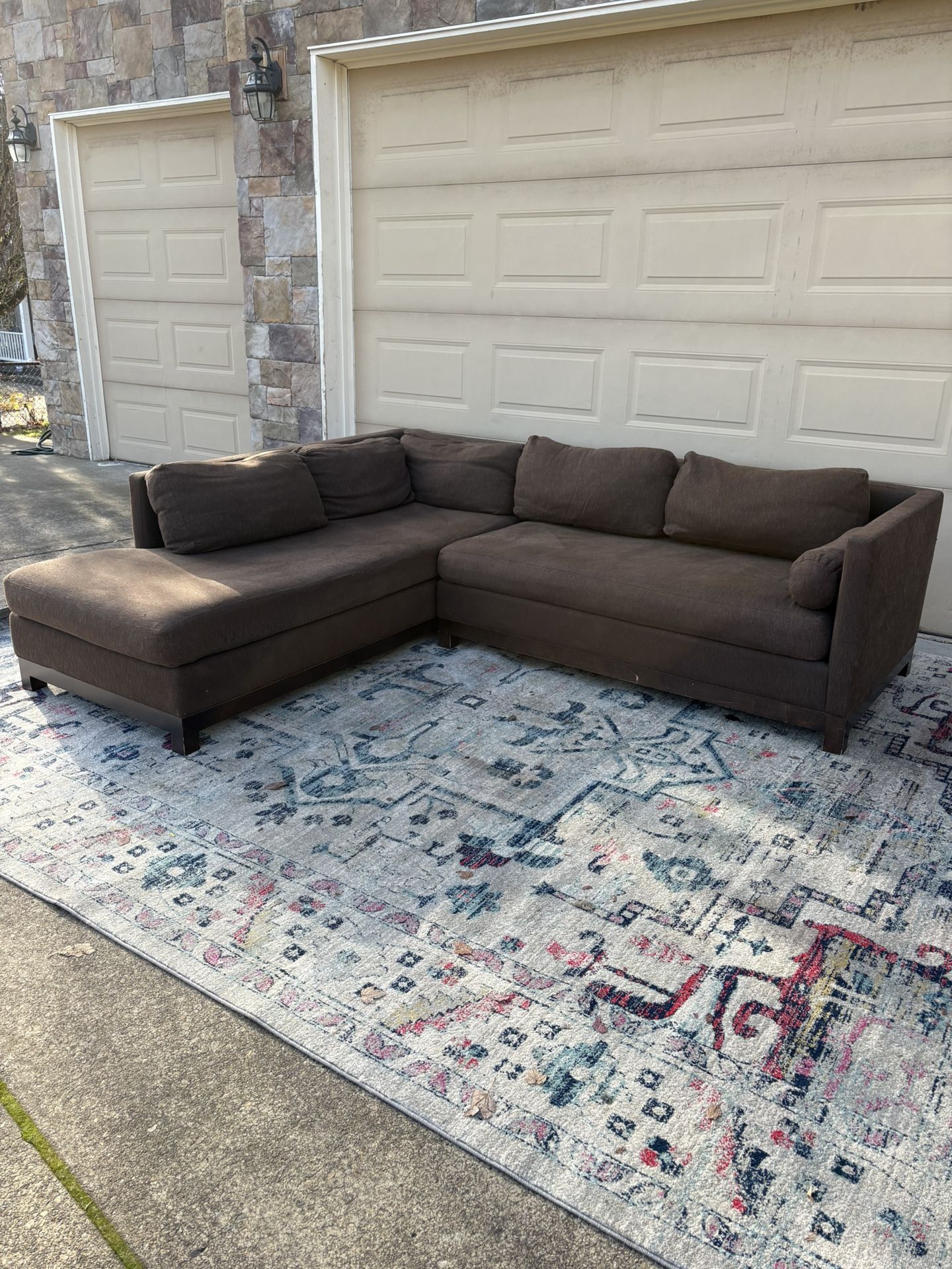 Costco Brown L-Shaped Sectional Sofa - Great Condition