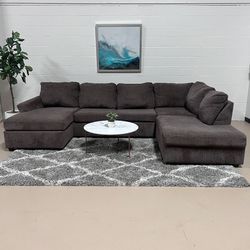Brown Double Chaise sectional 🚛 Delivery Available