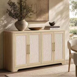 59" Sideboard Buffet Cabinet with Storage, Modern Console Cabinet with 4 Doors & Adjustable Shelves, Wood Storage Credenzas for Living Room, Kitchen, 