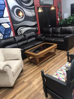 Luxury leather couch and loveseat $39 down