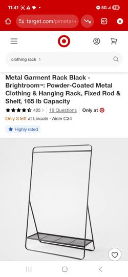 2 Black metal clothes racks, stylish, durable, barely used