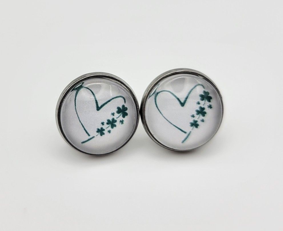 Shamrock Heart Stud Earrings