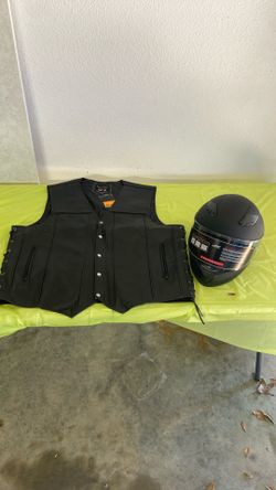 Biker Vest And Helmet New