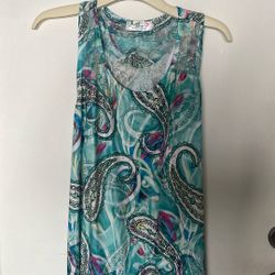 Beach Dress Sleeveless Lacey Back Top  Turquoise Color Design  Plus Size 