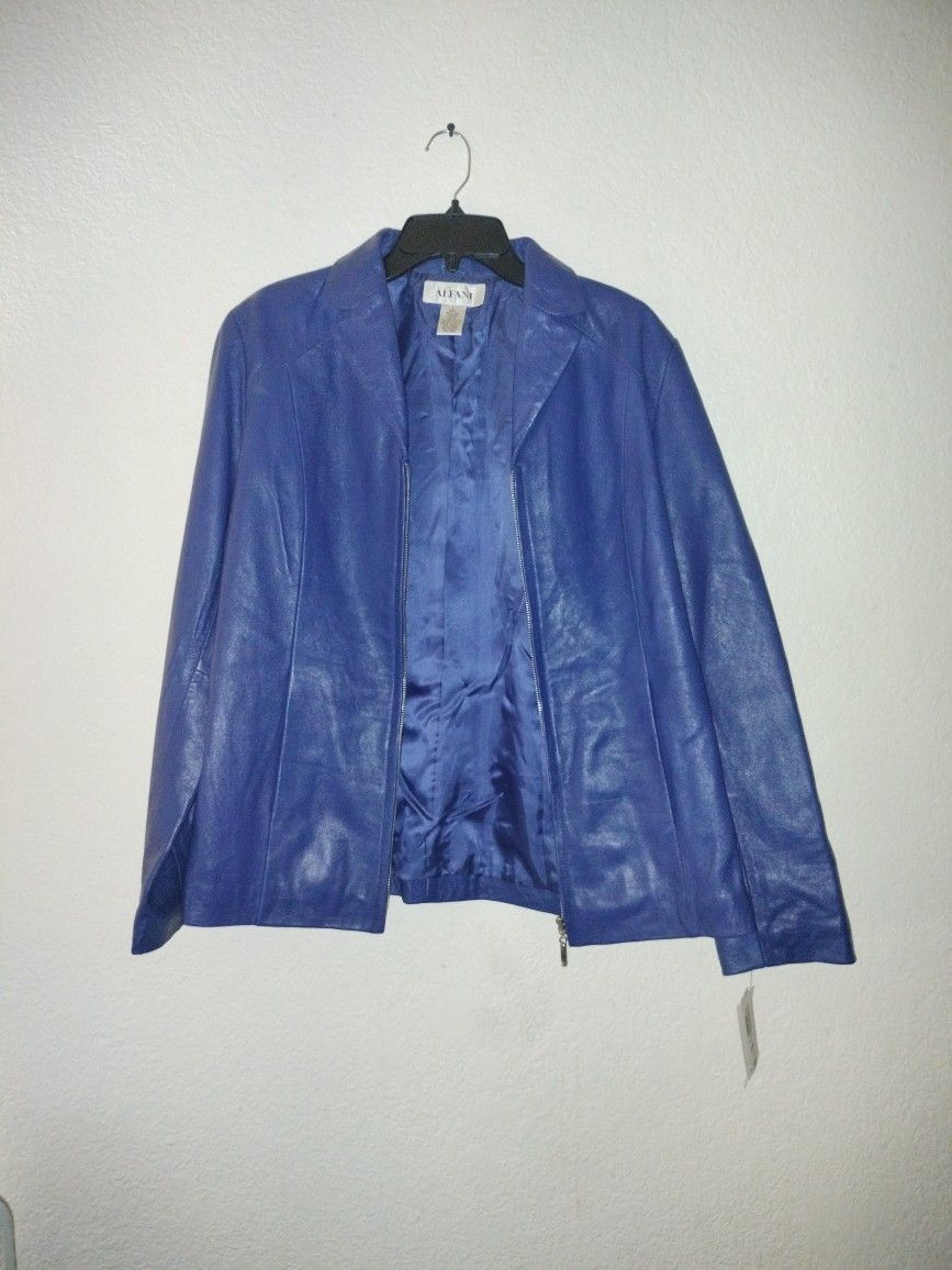 Alfani Cobalt Blue Leather Jacket