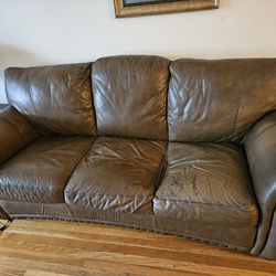 87 inch brown leather couch