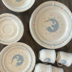 20 set of the Moonlight Stoneware Vintage geese/Duck ceramic pretty good condition