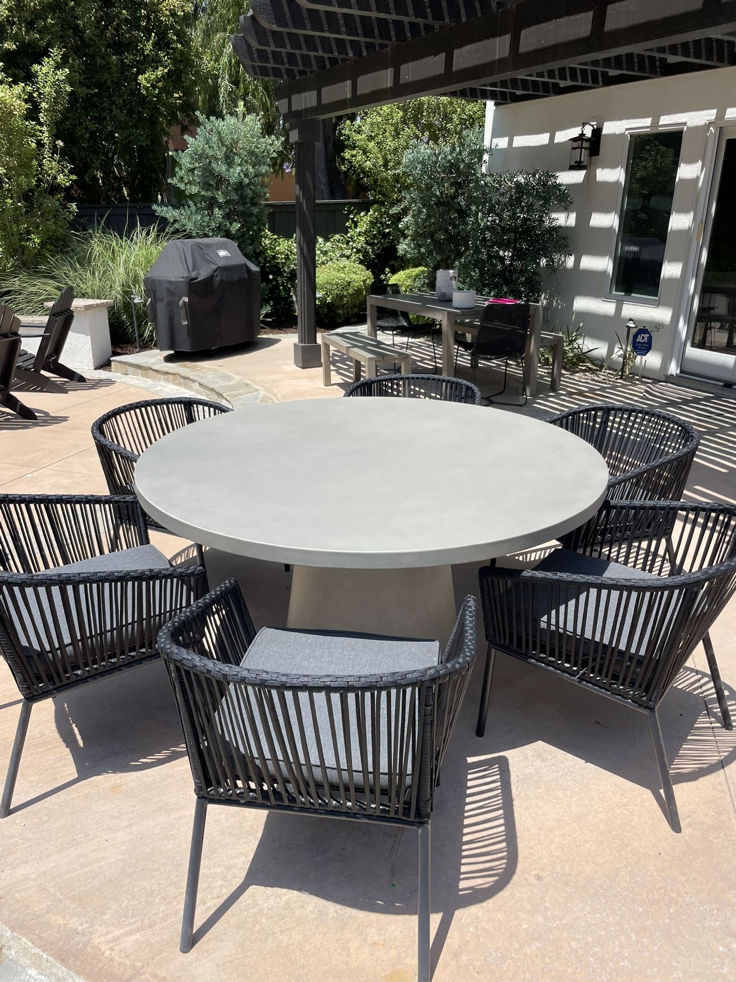 Outdoor Concrete Table. 6 Foot West Elm Concrete Table. Cover Included.