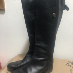 Sam Edelman Penny Riding Boot Womens Black Calf Black Leather Zipper Sz 9M