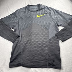 Nike Pro Combat Hyperwarm Shirt Mens XL Black Gray Dri-Fit Long Sleeve Fitted