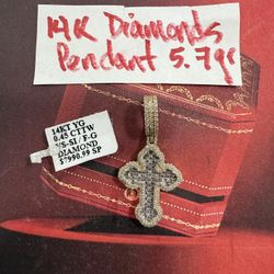 14K Solid Gold Diamonds 💎 Cross Pendant 5.7Gr