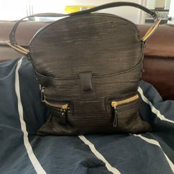 VBH Handmade Numbered Edition Brown Leather and Ostrich Leg Shoulder Bag