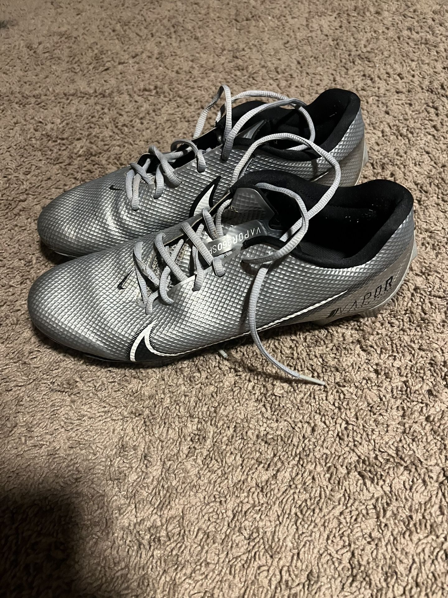 Silver Nike Vapor Low Football Cleats