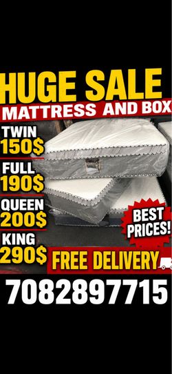 Huge sale for Mattress And Box Twin size #mattress and box 150.$ full 190$ Queen 200$ king 290$. free delivery free set up 708….289…7715… cash or Zell