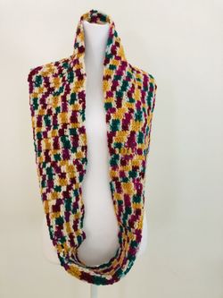 Multi Color Infinity Handmade Crochet Wool Scarf