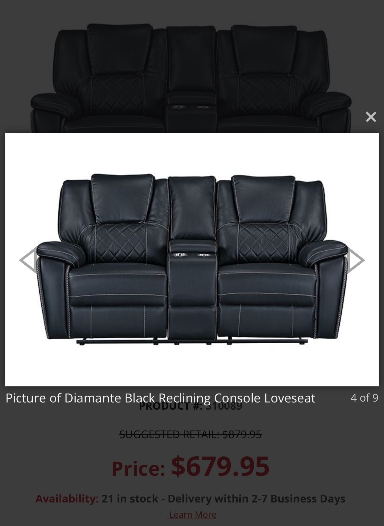Black Reclining Sofa Set