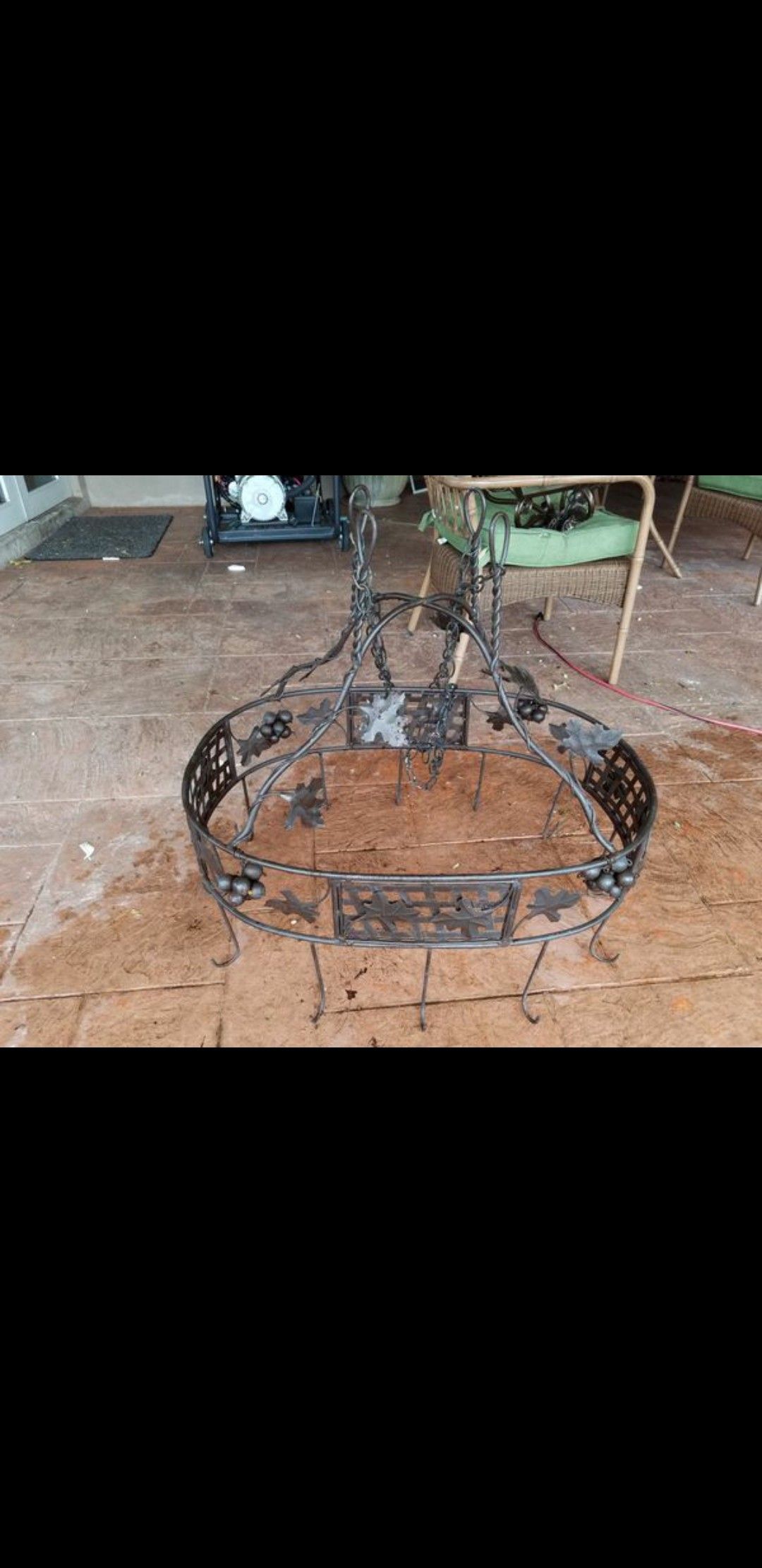 Wrought iron kitchen rack pot hanger