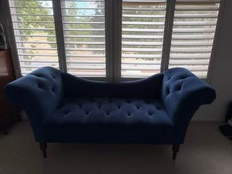 Skyline Furniture Navy Velvet Tufted Settee / Lounge - Made in USA