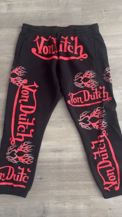 Von Dutch Black Graphic Sweatpants